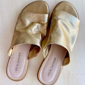 Gold Leather Slides